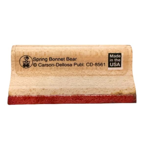 Carson Dellosa Spring Bonnet Bear Holding A Basket Rubber Stamp - Picture 2 of 3